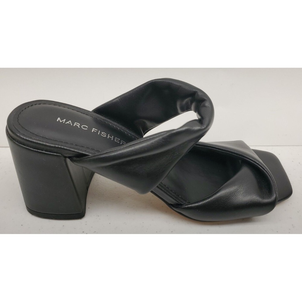 Marc Fisher Kari Chunky Heeled Slide‎ Sandals Black Women's Size 6.5M NEW